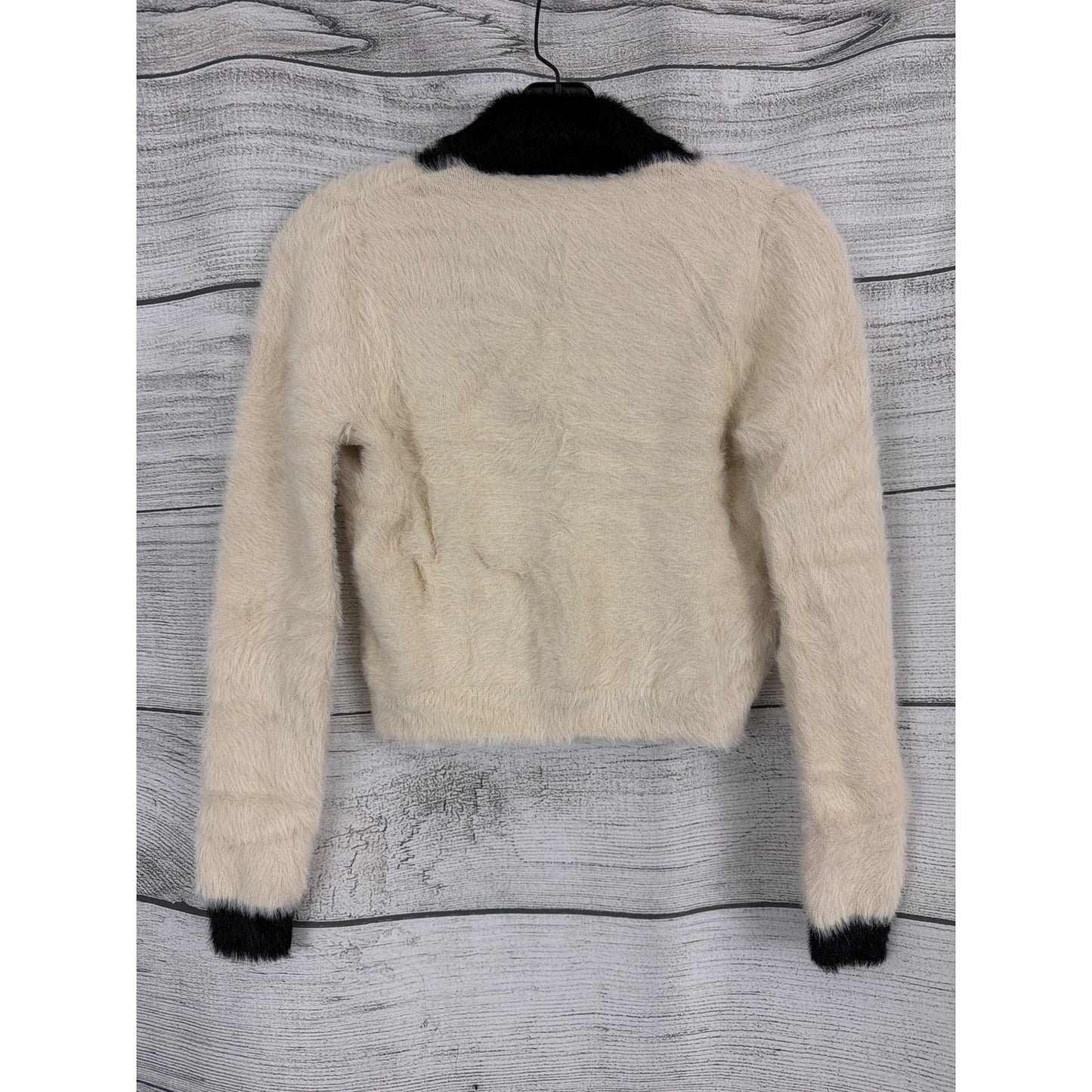 Express Tipped Faux Fur Novelty Button Cardigan Size XS