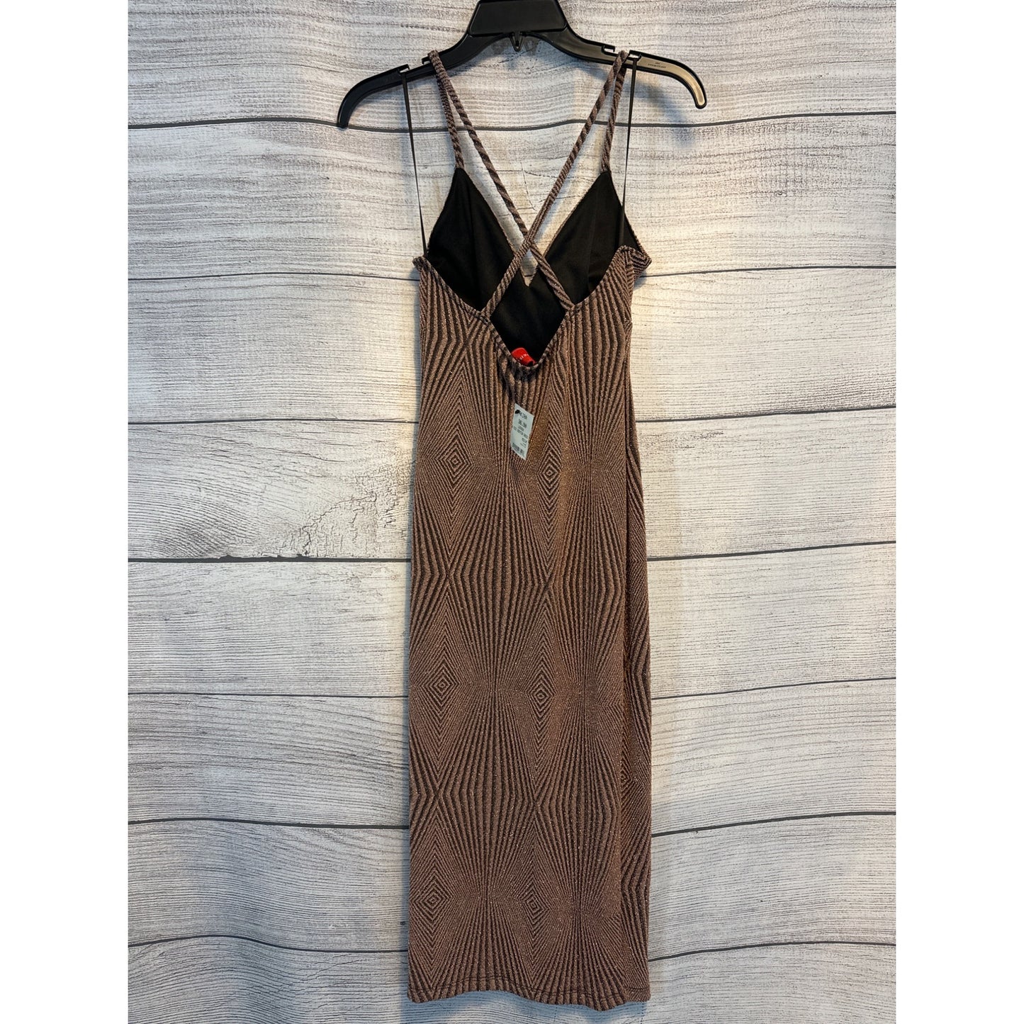 NWT Akira Brown Geometric Bodycon Dress W/ Crisscross Straps Size M