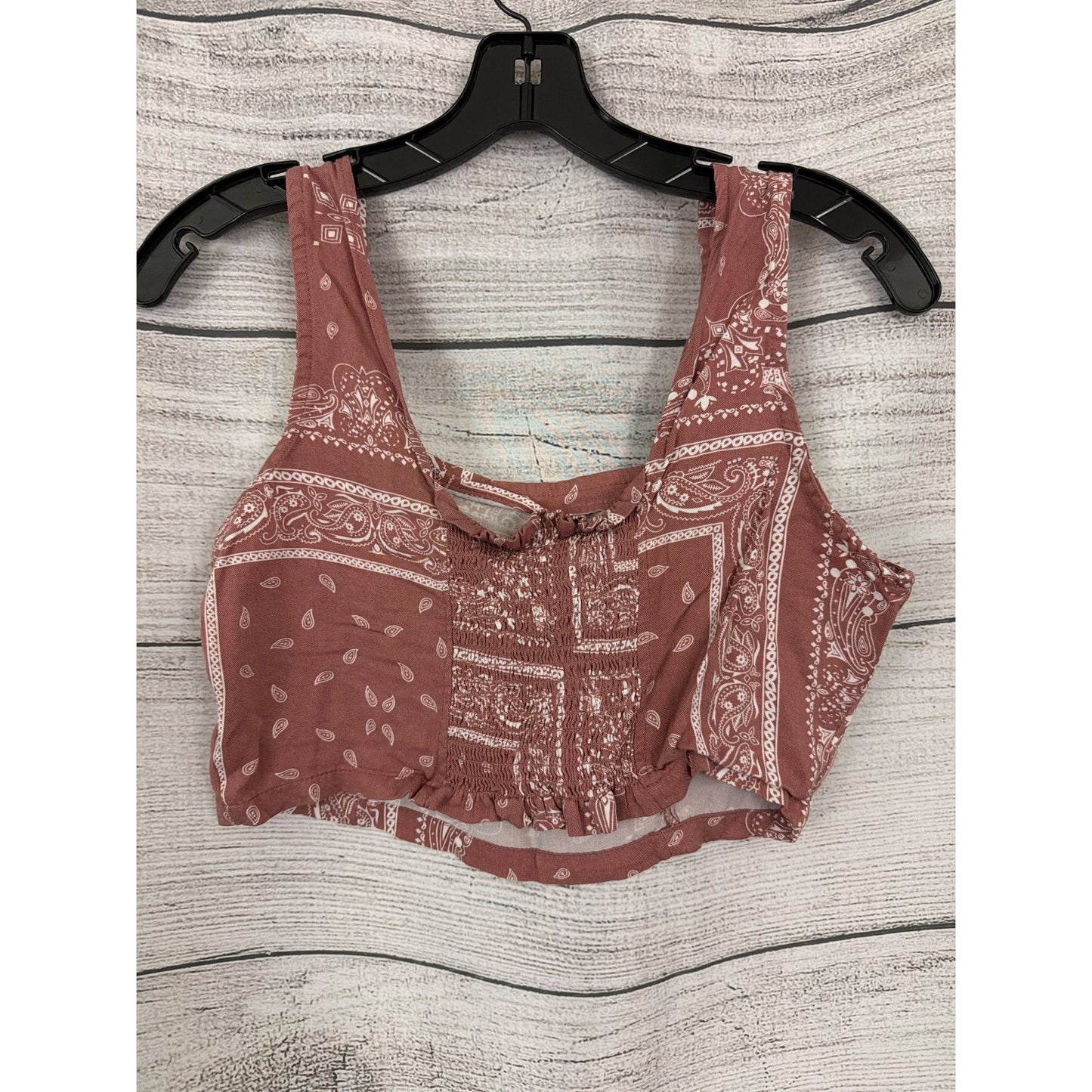 Sun Day Club Bandana Print Cropped Tank Top With Smocked Back Size M