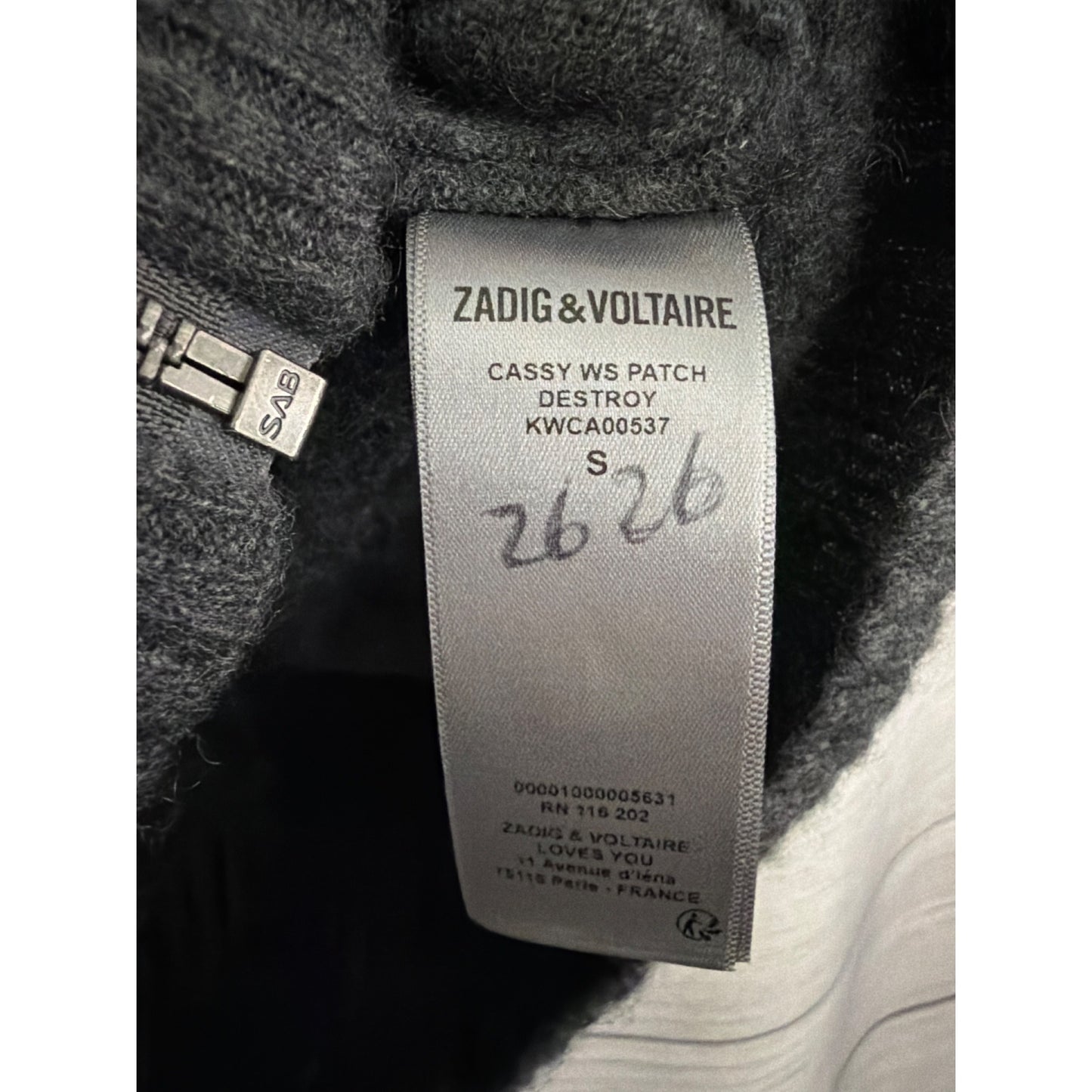 Zadig & Voltaire Cashmere Cassy Patch Hoodie Size S