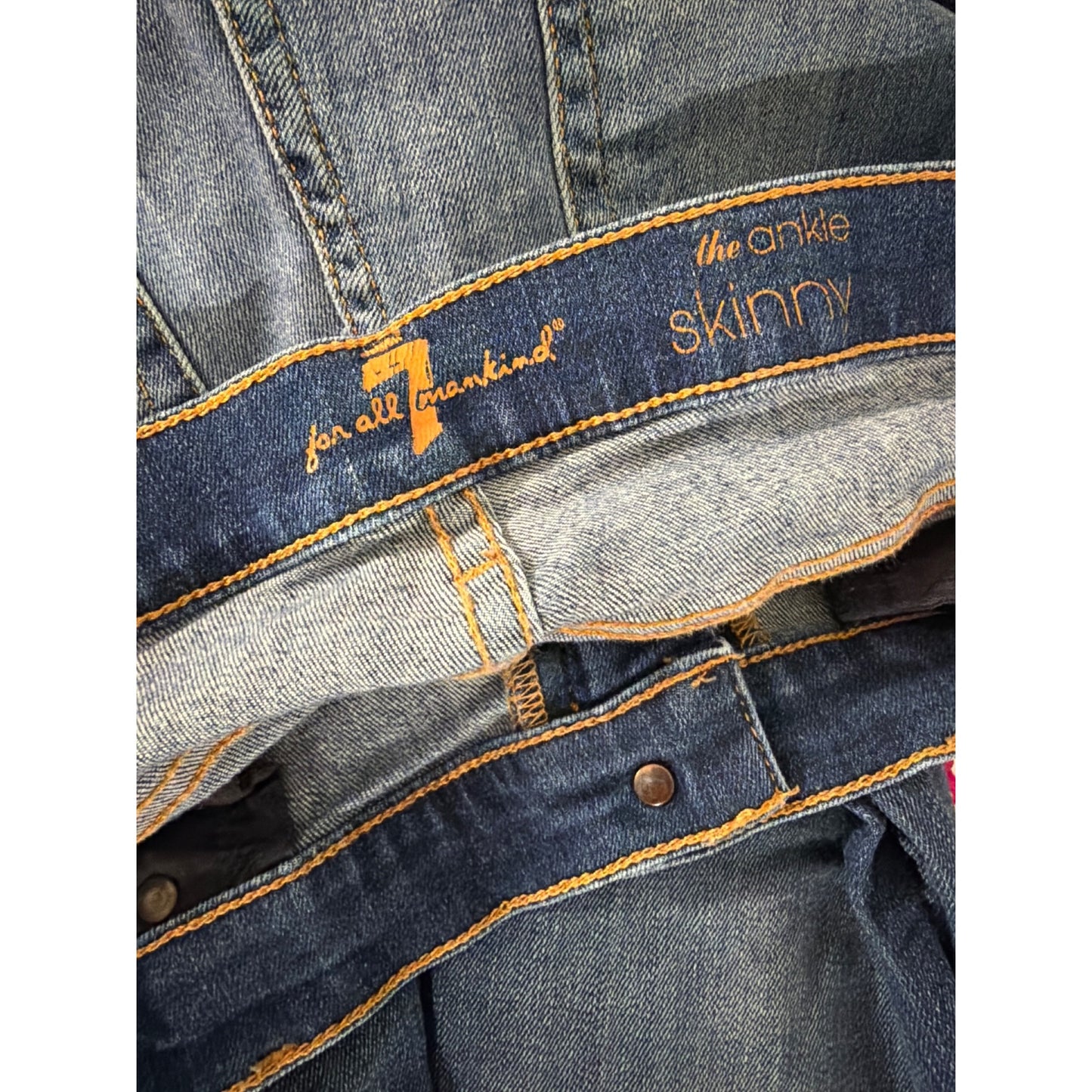 7 For All Mankind Ankle Skinny Distressed Jeans Size 31