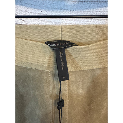 NWT BCBGMAXAZRIA Khaki Faux Suede & Twill Wilcox Pants Size S