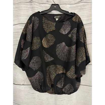 Vintage John's Girl Collectables Black Sequin Abstract Print Blouson Top 18W