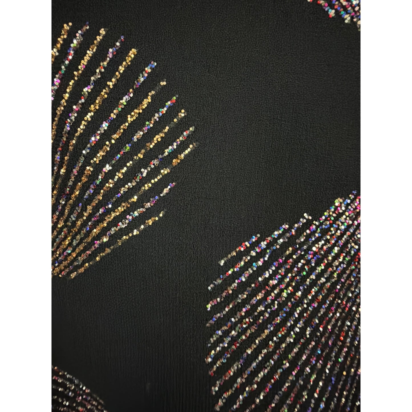 Vintage John's Girl Collectables Black Sequin Abstract Print Blouson Top 18W