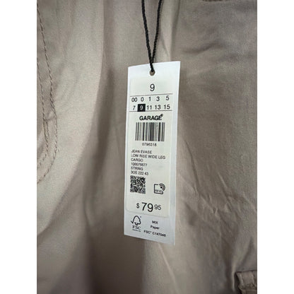 NWT Garage Jean Evase Low Rise Wide Leg Cargo Pants Size 9