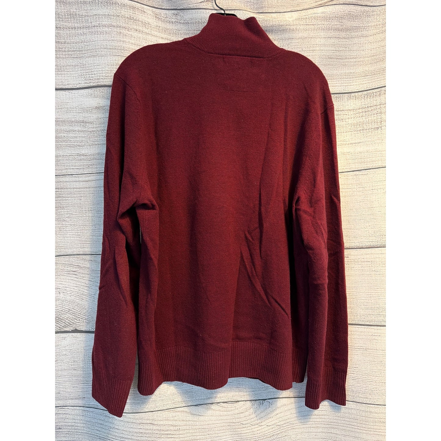 Banana Republic Mens Burgundy Merino Wool Half Button Pullover Sweater Size L