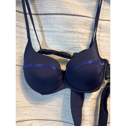 La Perla  Navy Bikini Set With Glitter Detail Size XS