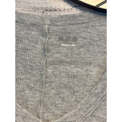 Three Dots Soft Gray Ribbed Long Sleeve Vneck Top Size XS