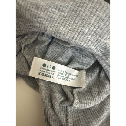 Three Dots Soft Gray Ribbed Long Sleeve Vneck Top Size XS