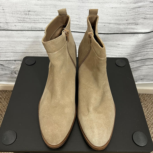 Gap Tan Suede Ankle Boots With Block Heel & Side Zipper, Size 9