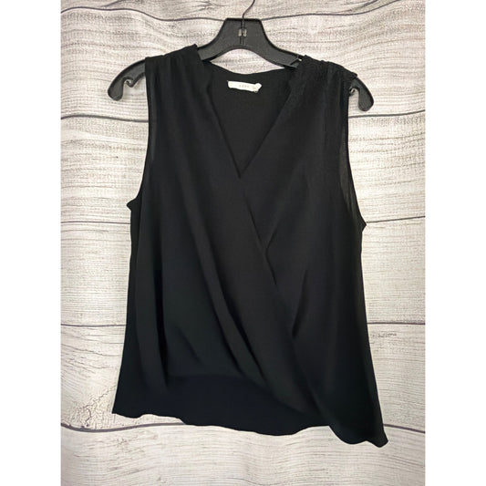 Lush Black Sleeveless Surplice Top Womens S