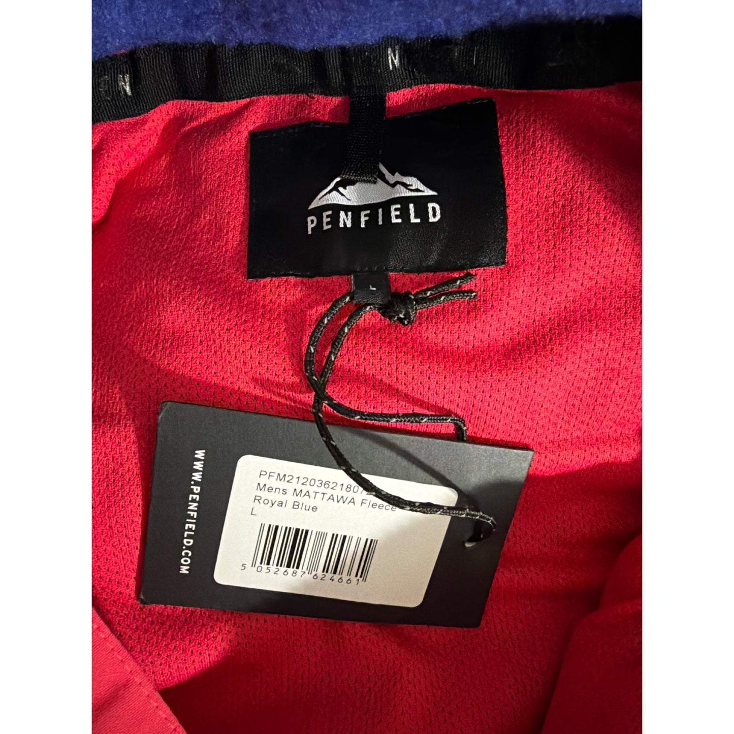 NWT Penfield Mens Mattawa Fleece Jacket Royal Blue/Red Size L