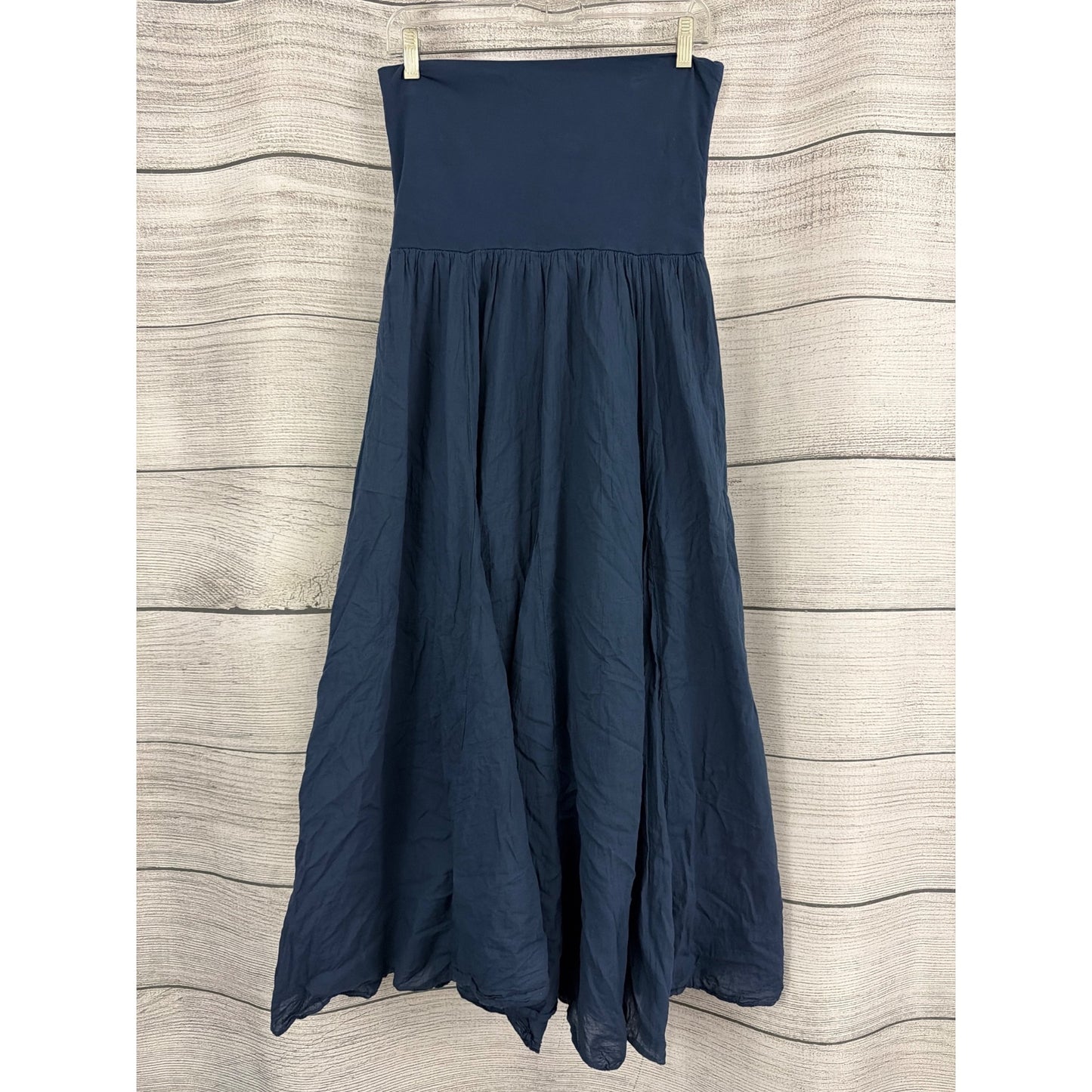 Navy 100% Cotton Strapless Maxi Dress