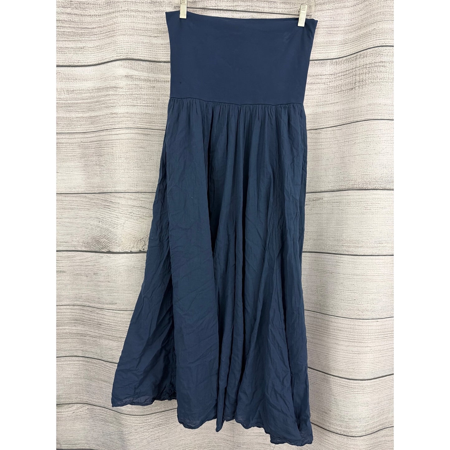 Navy 100% Cotton Strapless Maxi Dress