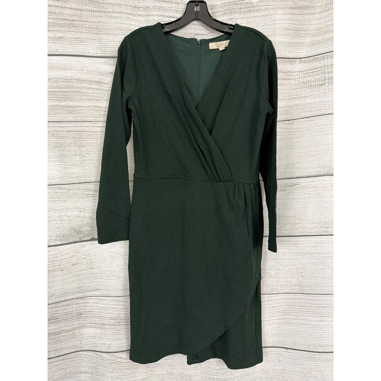 NWT Loft Dark Green Long Sleeve Surplice Wrap Dress Size 6