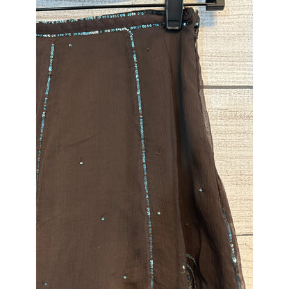 Casting Boho Chic Brown Skirt With Sequin Floral Size