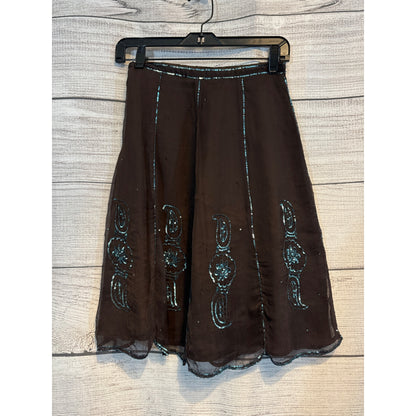 Casting Boho Chic Brown Skirt With Sequin Floral Size