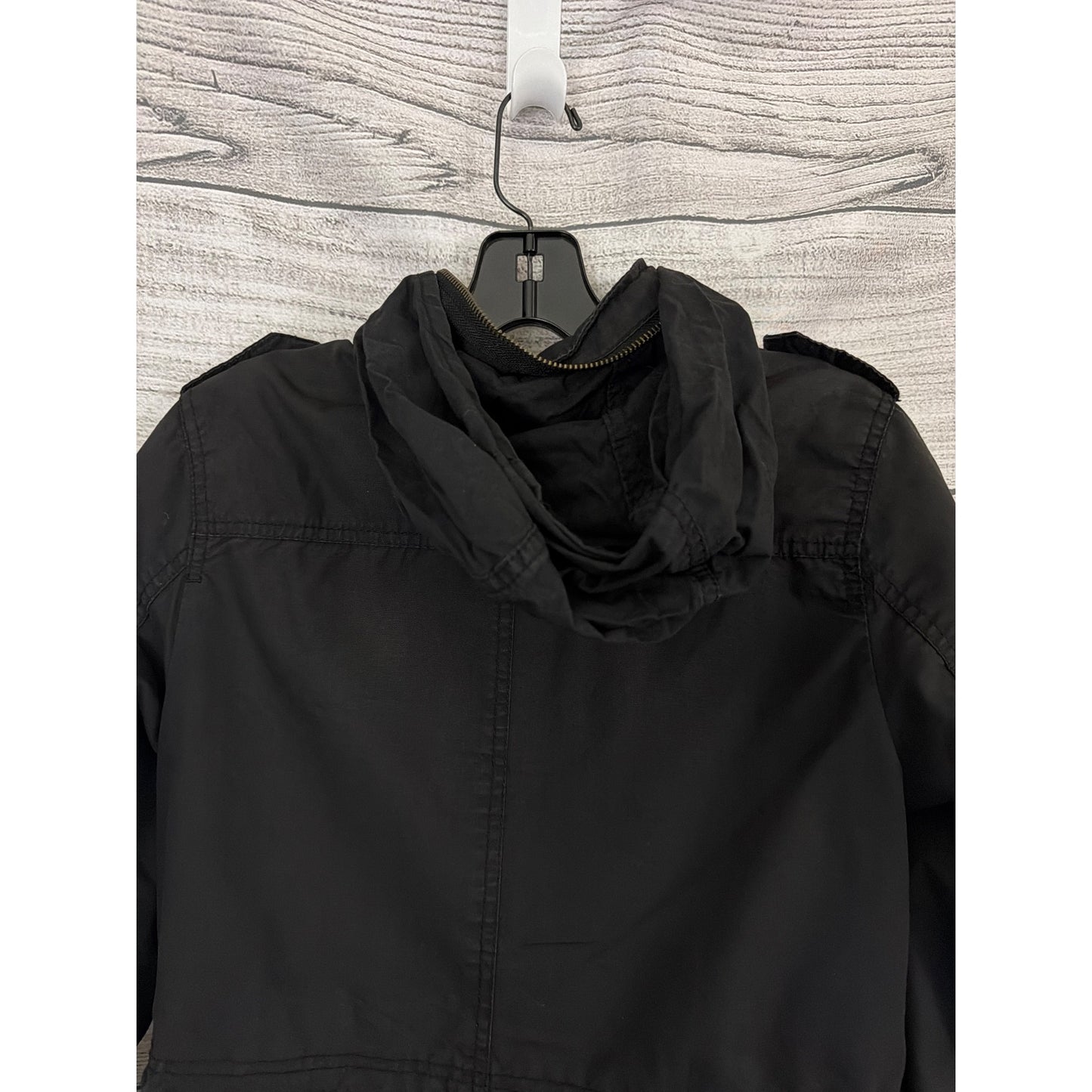 H&M Military-Style Utility Jacket With Hidden Hood Size 2