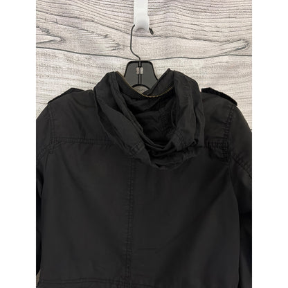 H&M Military-Style Utility Jacket With Hidden Hood Size 2