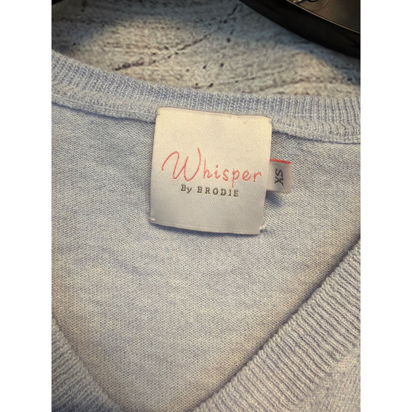 Whisper By Brodie Light Blue V-Neck Star Sleeve Sweater Size XS