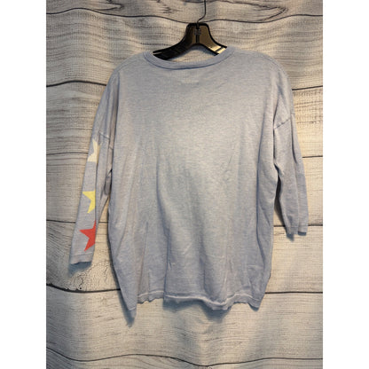 Whisper By Brodie Light Blue V-Neck Star Sleeve Sweater Size XS