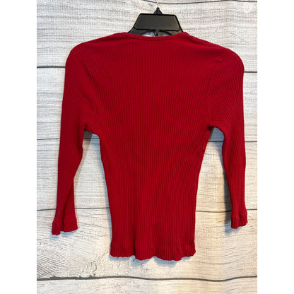 Three Dots Ribbed V-Neck Long Sleeve Sweater Size M