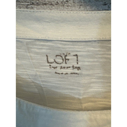 Loft Navy and White Striped Long Sleeve Shirt