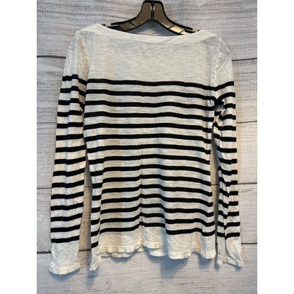 Loft Navy and White Striped Long Sleeve Shirt