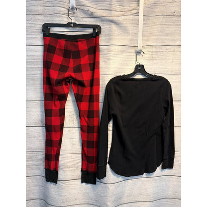 Old Navy Red Buffalo Plaid Thermal Pajama Set Top Size L Pants Size M