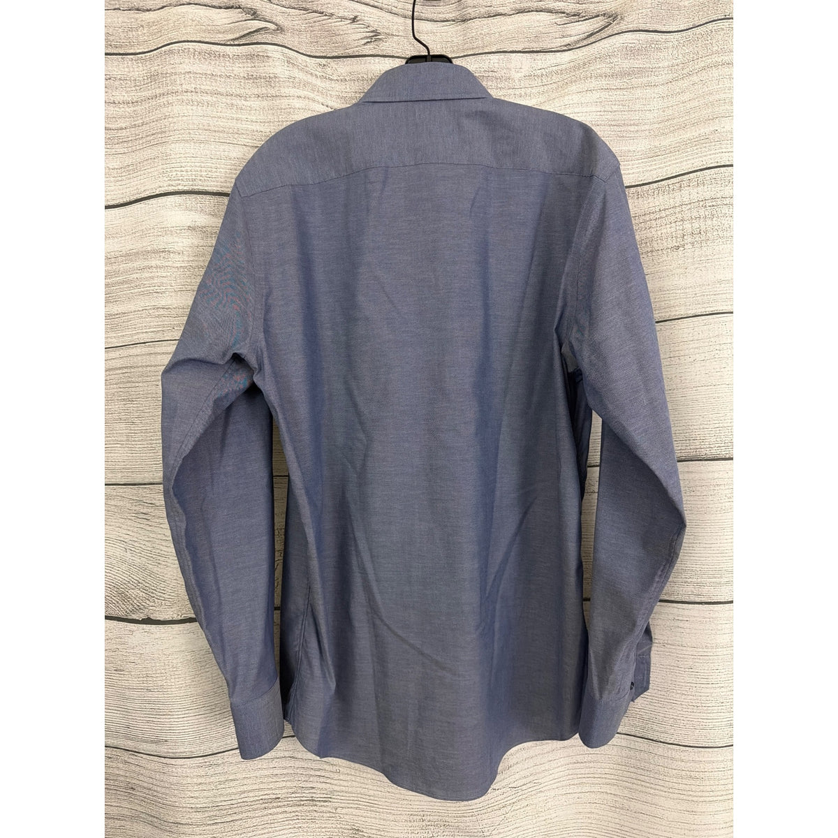 Mens Calibrate Trim Fit Non-Iron Blue Button-Up Shirt Size 16 32/35