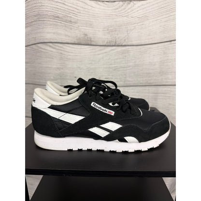 Reebok Classic Nylon Shoes Black & White Size 7.5