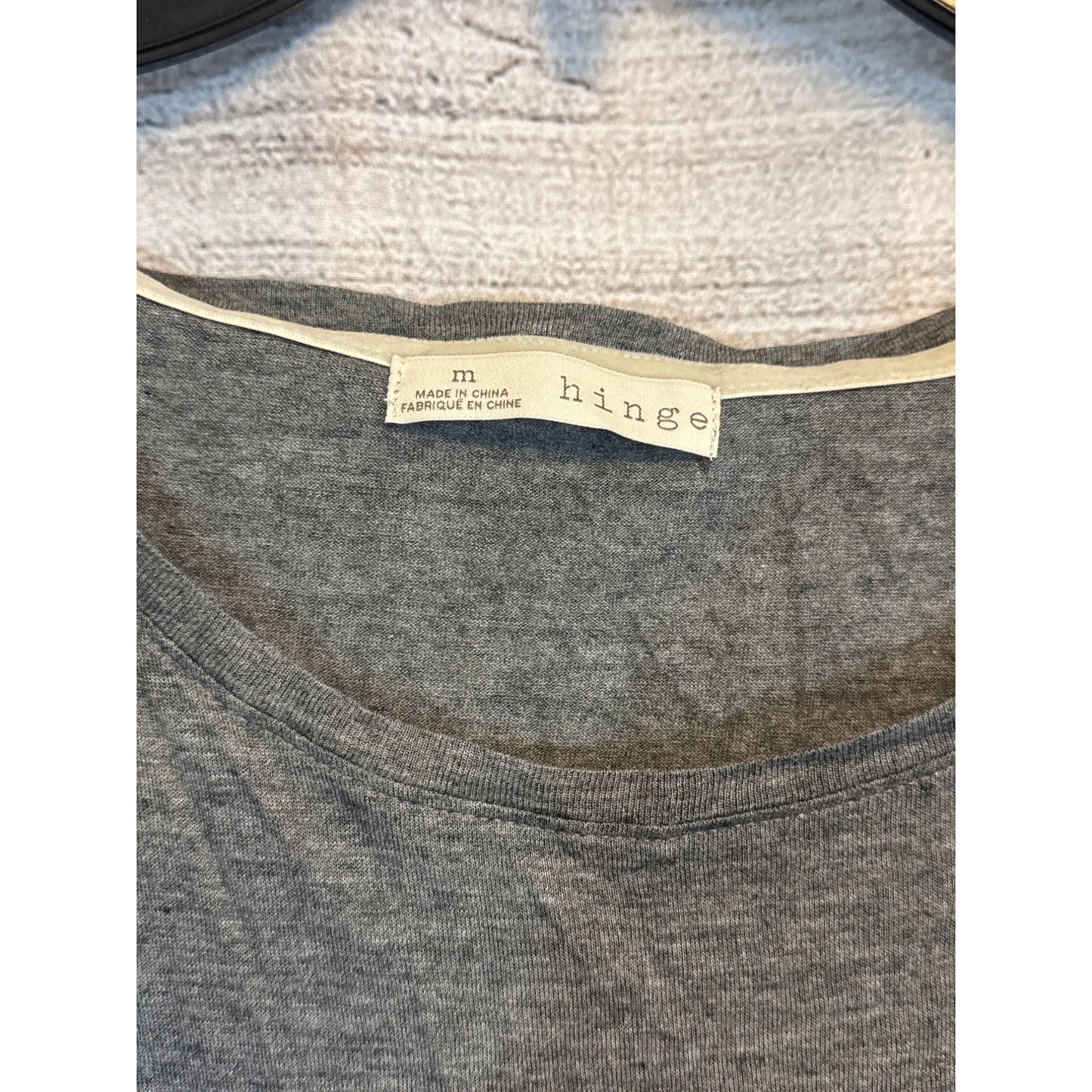 Hinge Gray & White Long Sleeve Layered Top Size M