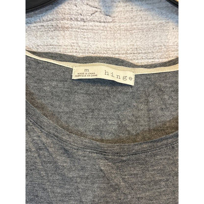 Hinge Gray & White Long Sleeve Layered Top Size M