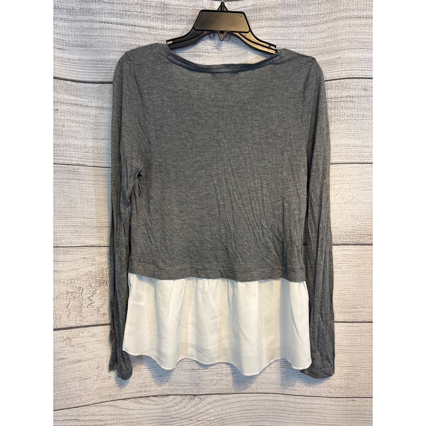 Hinge Gray & White Long Sleeve Layered Top Size M