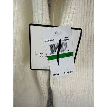 NWT Laundry By Shelli Segal Ribbed Cropped Knit Sweater W/ Faux Fur Size L