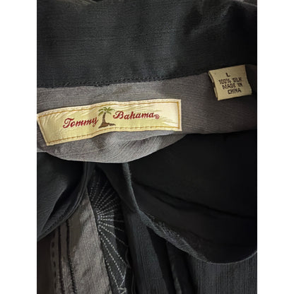 Mens Tommy Bahama Black & Gray 100% Silk Button-Up Size L