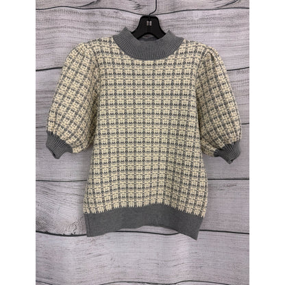 NWT THML Harper Houndstooth Puff Sleeve Sweater Size S