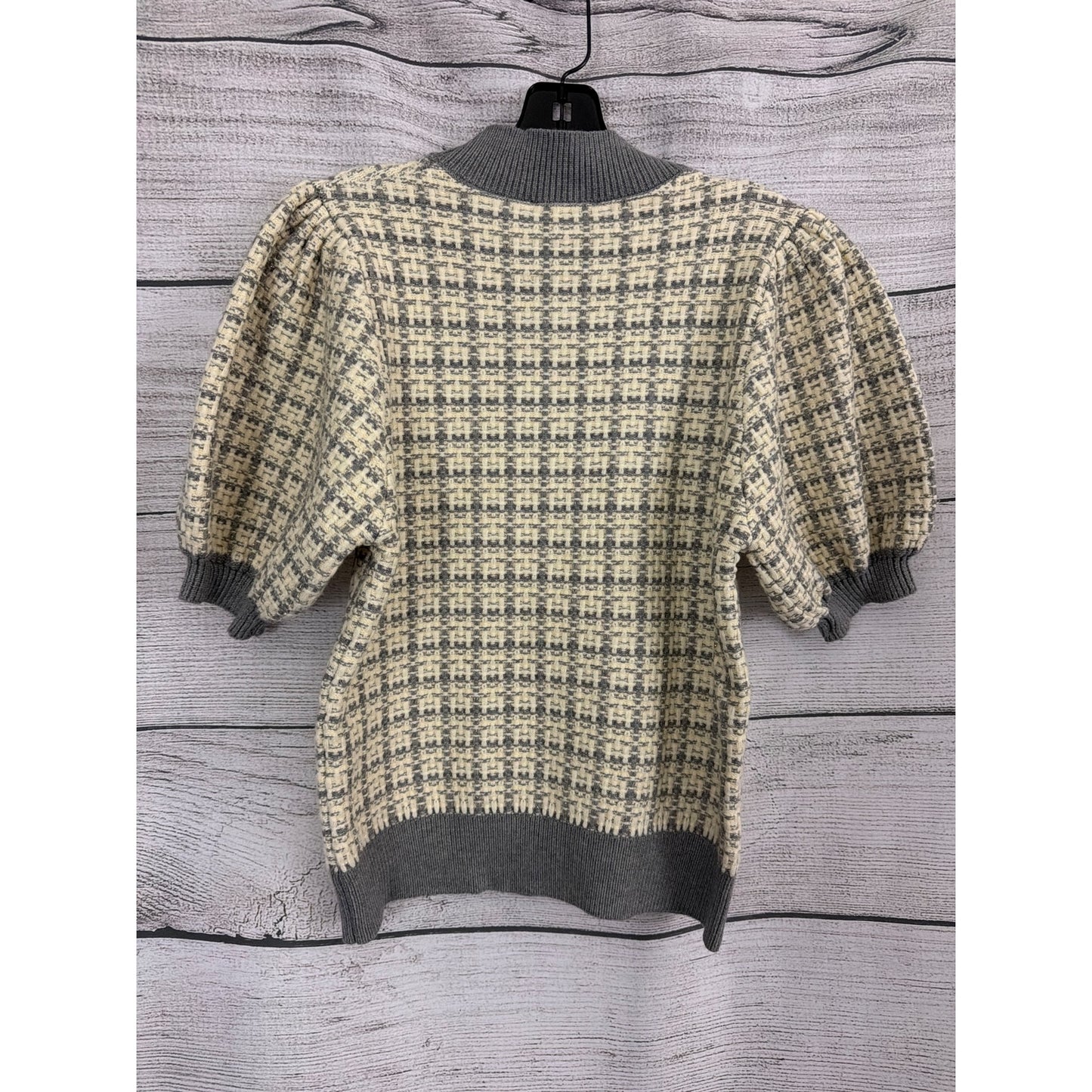 NWT THML Harper Houndstooth Puff Sleeve Sweater Size S