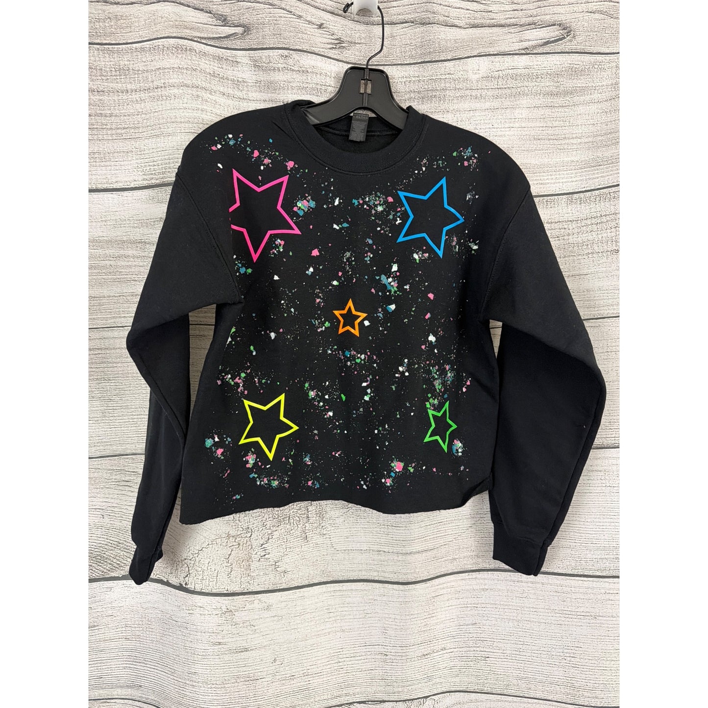 Rock Candy Girls Neon Star Splatter Sweatshirt Size L