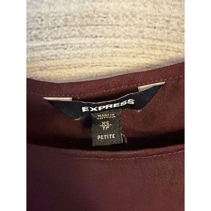 Express Burgundy Long Sleeve Blouse Size XSP