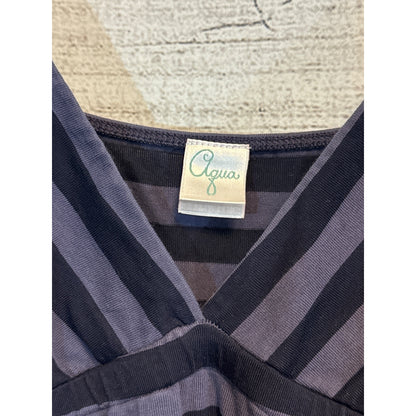 Aqua Striped Spaghetti Strap Tank Top Small