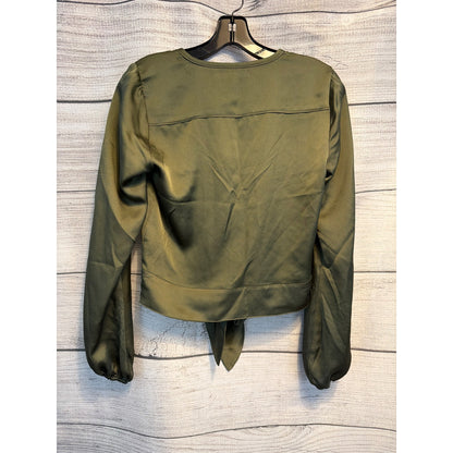 NWT Abercrombie & Fitch Olive Green Satin Tie Waist Blouse Size XS