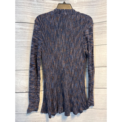 Nic+Zoe Heather Blue Ribbed Open Cardigan Sweater With Button Detail Size M