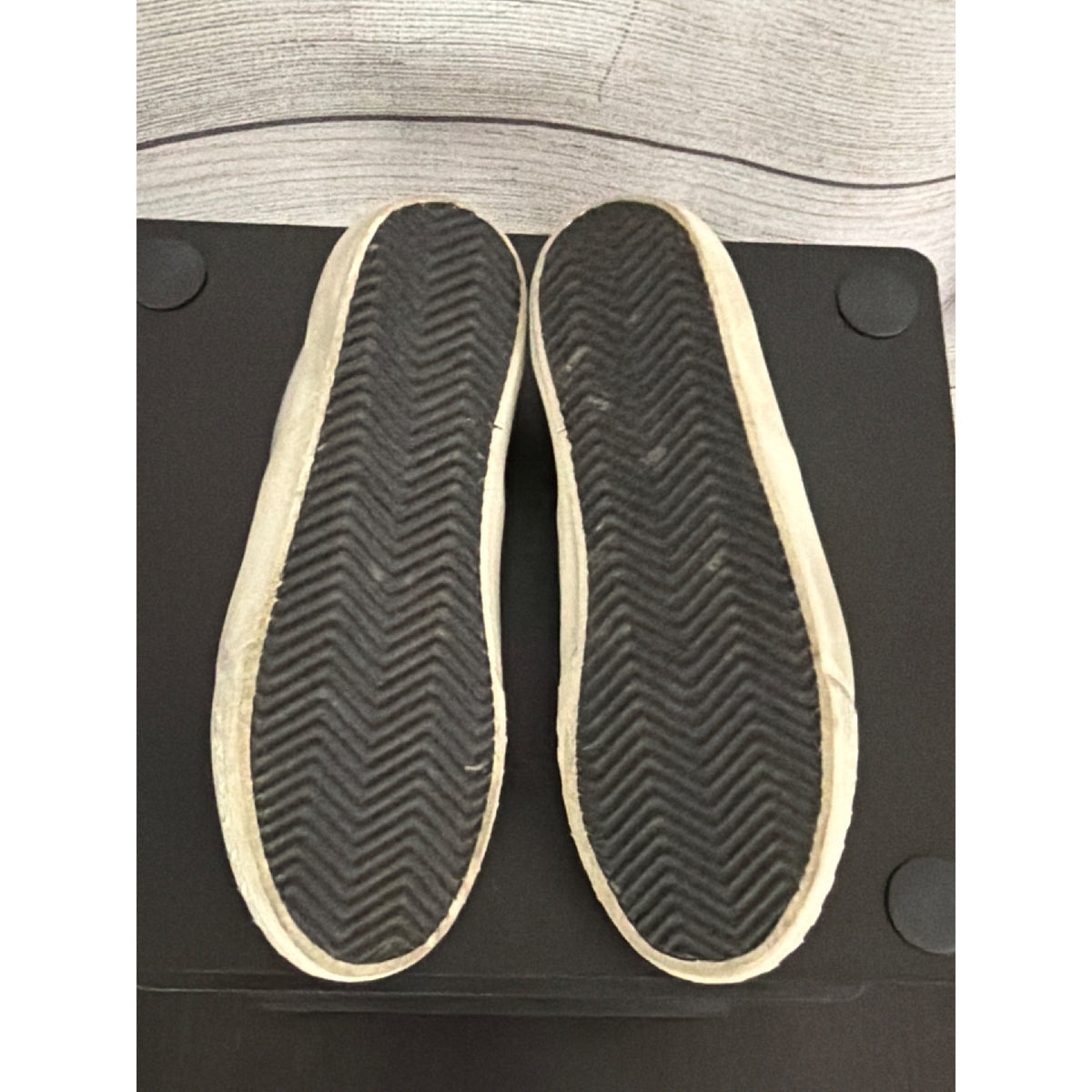 Golden Goose VCE Slip-On Sneakers Silver/Black Leather Size 38
