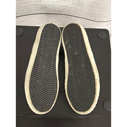 Golden Goose VCE Slip-On Sneakers Silver/Black Leather Size 38