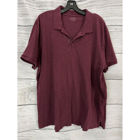 Mens Vince 100% Cotton Burgundy Polo Shirt Size XXL