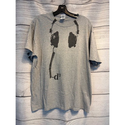 Gildan Mens Gray Headphones Graphic T-Shirt Size L