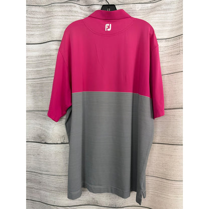 Mens FootJoy Pink & Gray Striped Polo Golf Shirt Size XXL