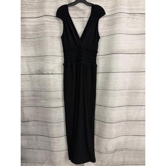 NWT Max Studio Black Sleeveless Smocked Waist Jumpsuit Size L