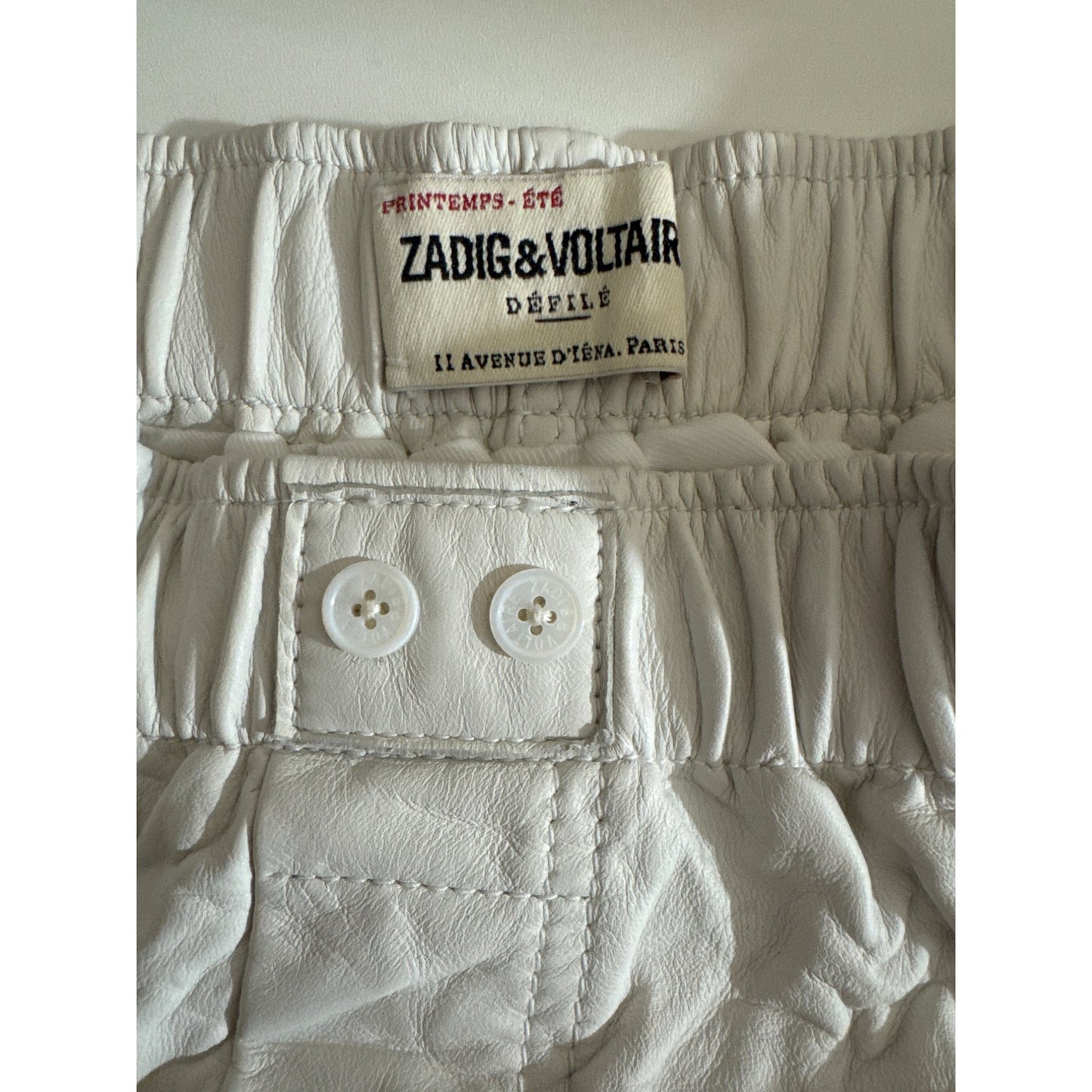 Zadig & Voltaire White Leather Shorts Size 34/XS